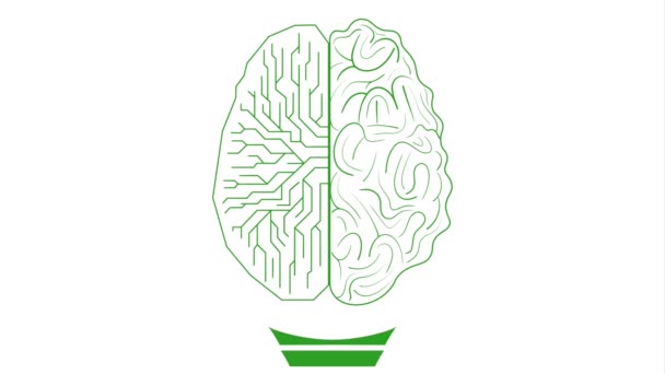 Brain Biological Brain Artificial Intelligence Brain Illustration Board Circuit Concept — Stock Video