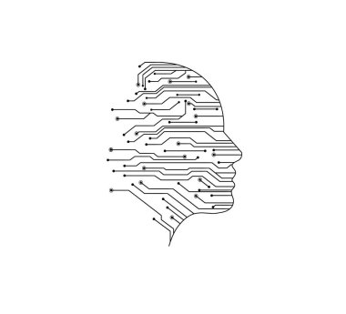 Teknoloji ve mühendislik kavramı, yapay zeka ve yenilik kavramı, yapay zekanın kablolanmış beyin çizimi ve devre insan beyni.