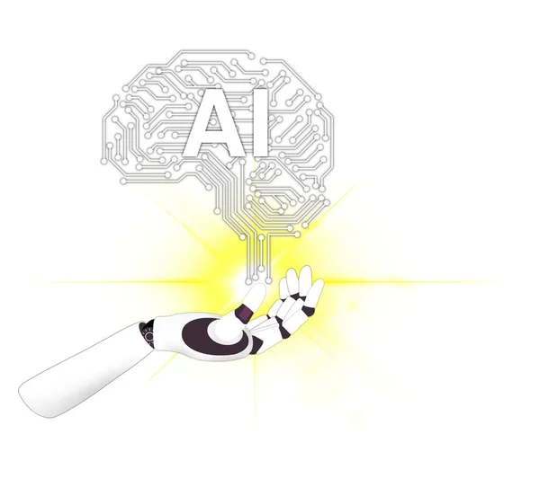 Artificial intelligence is intelligence demonstrated by machines, artificial intelligence systems are powered by machine learning, AI's brain, Wired brain illustration of artificial intelligence