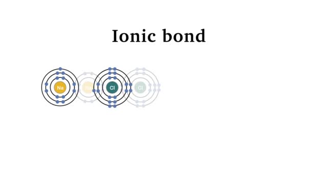 化学結合アウトラインからのイオン結合および静電気の魅力 化学では イオン化合物はイオン結合と呼ばれる静電力によって一緒に保持されるイオンで構成される化学化合物です — ストック動画