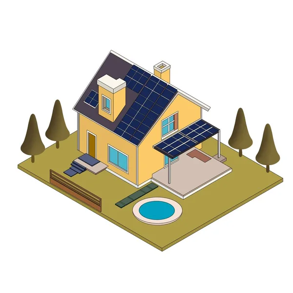 Instalace Solárních Panelů Střeše Rodinného Domu Připojení Systému Domácí Obnovitelné — Stock fotografie