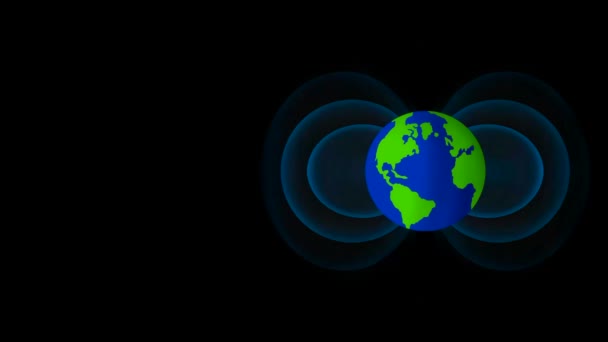太陽の太陽風 粒子の流れ 太陽風 地球の磁気圏 太陽風と太陽からの放射を逸脱する磁気圏に対する地球の磁場 — ストック動画