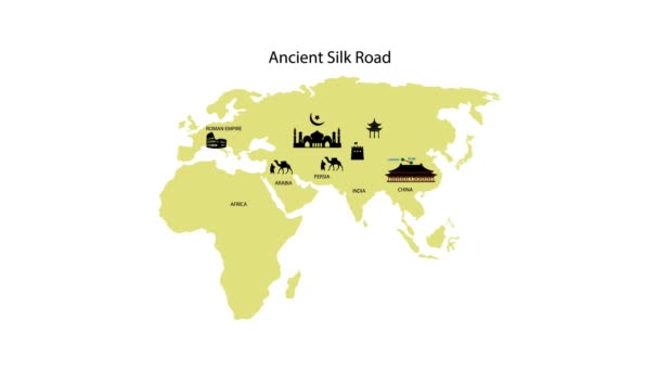 Ιστορία Και Εμπόριο Αρχαίος Δρόμος Του Μεταξιού Εμπόριο Μεταξιού Την — Αρχείο Βίντεο