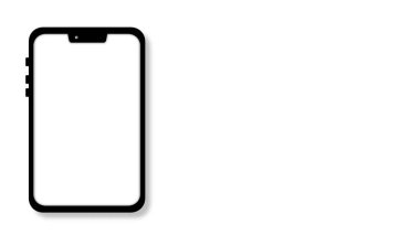 Boş ekranlı telefon, şeffaf arkaplanda bir telefon, boş ekranlı cep telefonu, dizüstü bilgisayarı, üst görüşlü cep telefonu modeli.