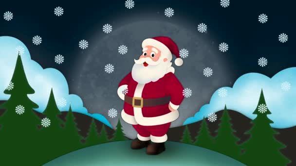 Santa Claus Velkou Taškou Portrét Santa Claus Pytel Plný Dárků — Stock video
