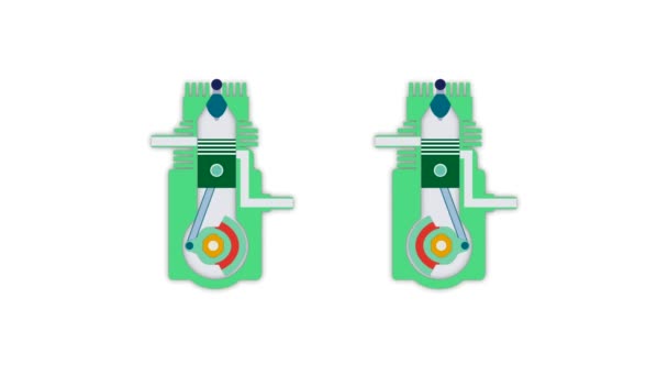 Motorul Combustie Internă Două Cicluri Principiul Motorului Două Timpi Motorul — Videoclip de stoc