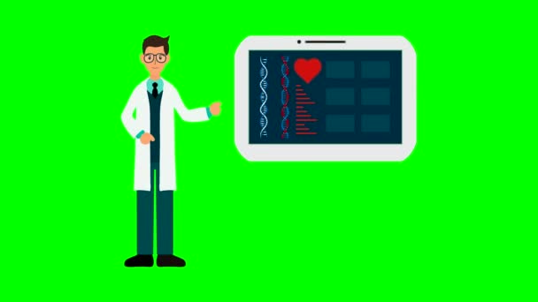 Cardiólogo Doctor Hombre Frecuencia Cardíaca Médico Médico Con Holograma Para — Vídeos de Stock