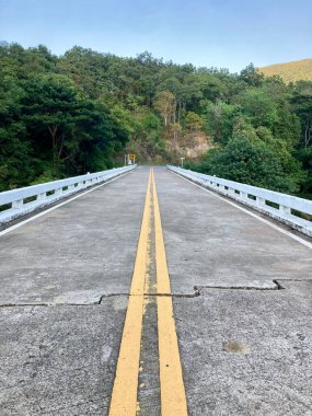 Sarı trafik çizgisi rengi. Sollamayı yasaklamak için çift katı çizgi, asfalta boyanmış yasak sollama sarı çizgiler, güvenli sürüş ve trafik düzenleyici kurallar