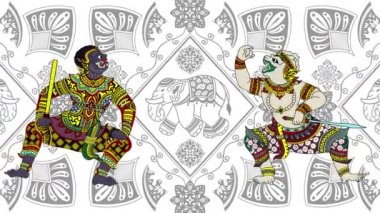 Hanuman Ramayana 'da Ravana' yla dövüşür, Mutlu Dussehra festivali, Dussehra 'da Rama' nın Ravana 'yı öldürdüğü resmedilmiş hali, Vijayadashami, Mahabharata' da Hikayeler.