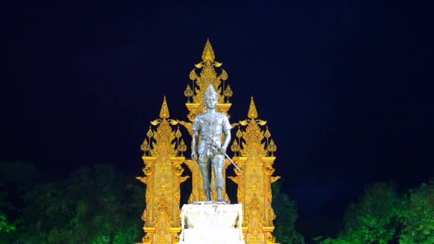 Rey Mengrai Gran Monumento Plaza Central Chiang Rai Lugar Descanso — Vídeos de Stock