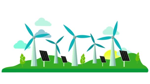 Panneaux Solaires Éoliennes Générant Électricité Énergie Verte Énergie Renouvelable Énergie — Video