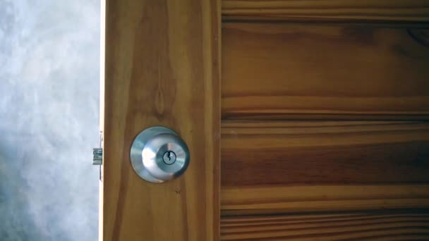Någon Stänger Dörren Nära Håll Hantera Dörrryckningar Någon Stänger Dörren — Stockvideo
