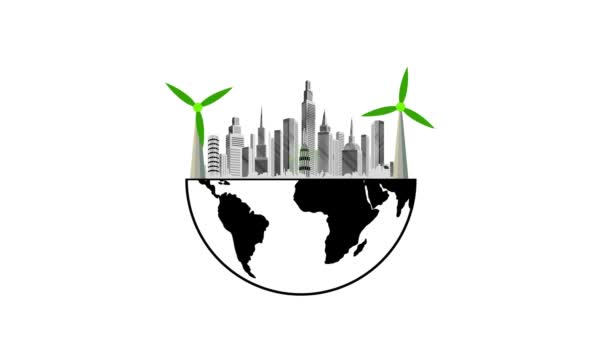 Tecnologia Recursos Renováveis Para Reduzir Poluição Emissões Carbono Energia Eólica — Vídeo de Stock