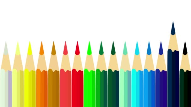 Kreatywny Kolor Ołówki Tła Ruch Kolorowych Ołówków Białym Tle Ołówki — Wideo stockowe