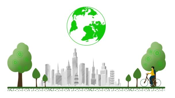 Città Aggiungere Ossigeno Alla Città Concetto Salvare Terra Ambiente Con — Video Stock