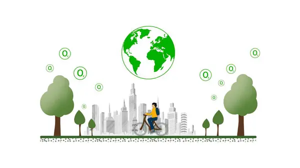 city to add oxygen to the city, concept of save the earth and environment with environmental protection, Green city of the future, Green living environment, Green city landscape background