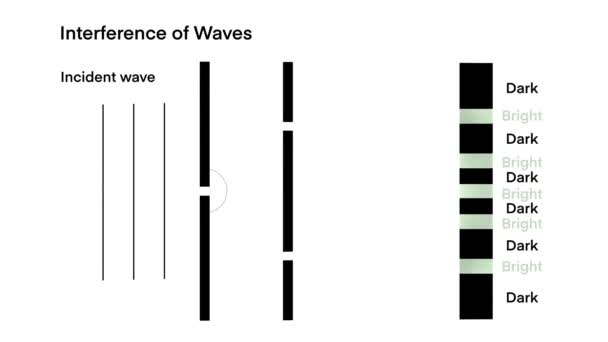 波の干渉 建設的かつ破壊的な干渉 2つの波はより低く より大きい振幅 2つのポイントおよび干渉 波の干渉パターン ライトウェーブ理論 量子を形作ります — ストック動画