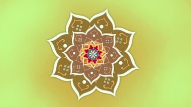 Klasik yoga mandala dönüşü, kusursuz animasyon mandala deseni geometrik, dekoratif çiçek deseni. Hint motifli Mandala, Esrarengiz kozmik mandala, Tibetçe, Budist tarzı
