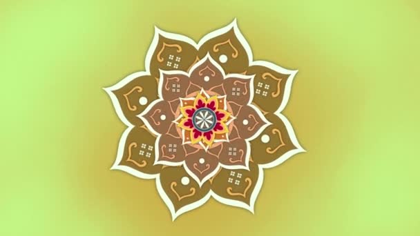 ヴィンテージヨガマンダラスピニング シームレスアニメーションマンダラパターン幾何学 装飾的な花柄 インドのモチーフのマンダラ 密教の宇宙マンダラ チベット 仏教スタイル — ストック動画