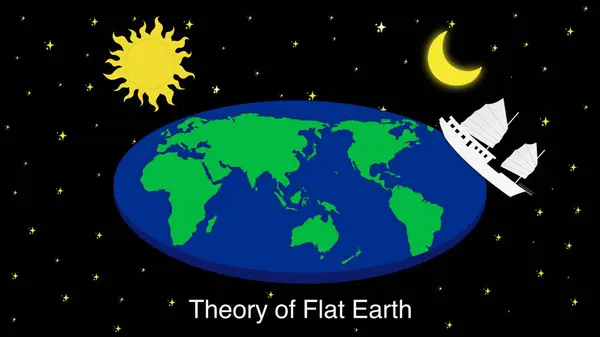 Flat Earth in cosmos,world slowly rotating in space, A Flat Earth model, Flat world Conspiracy Sun and Moon Model, Sail away from Earth, flat earth theory
