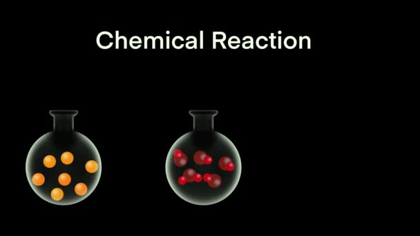 信息图上的化学反应 合成反应 化学实验 具有科学知识的烧杯玻璃 在学校实验室 教育学校检查化学配方 — 图库视频影像