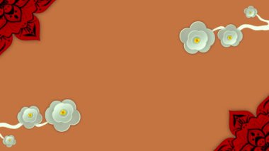 Çin 'in yeni yıl kağıt kesim tarzı, Çin kenti, pagoda tapınağı ve ağaç dalı, Mid Autum posteri ve boş afiş şablonu, Çin tarzı fantezi sahne sanatı, porselensiz desenler koleksiyonu, Japonca