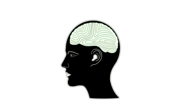 人間の脳とコンピュータチップ 埋め込まれたマイクロチップを持つ頭部 インプラント可能な脳プロセッサを介して人間の脳を外部のスマートデバイスと接続する脳コンピュータインターフェース — ストック動画