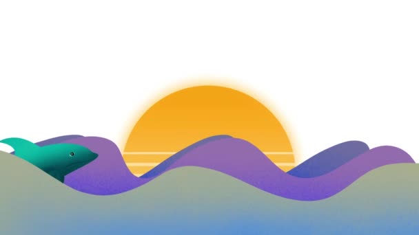 Όμορφη Ρινοδέλφινο Άλμα Έξω Από Θάλασσα Στο Ηλιοβασίλεμα Άλμα Δελφίνια — Αρχείο Βίντεο