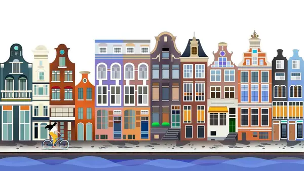 Дома Амстердаме Старые Здания Амстердаме Амстердаме Знаменитые Голландские Каналы Великолепный — стоковое фото