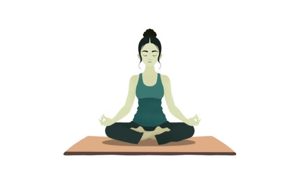 Vrouw Zittend Yoga Lotushouding Gezonde Wellness Aziatische Vrouw Yoga Ademend — Stockvideo