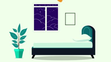 Yatakta uyuyan bir kadın, yatak odasında horlayan ve uyuyan bir kız, yatakta uyuyan küçük bir kız, geceleri odada uyuyan bir kadın, yatak odasının içinde bir gece.