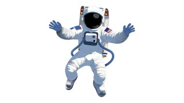 Astronot tecrit edilmiş, uzay yürüyüşü sırasında astronot, uzay giysisi içinde el çizimi astronot, evrende kozmonot.