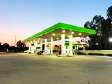 Benzin istasyonu, benzin istasyonu, bulanık görüntü, endüstri enerjisi