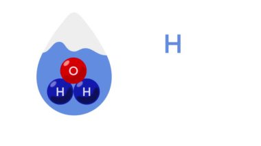 Bir su molekülünün (HO) hareketi, iki hidrojen atomu ve bir oksijen atomu, moleküler yapı ile bileşimini gösterir ve hidrojen ve oksijenin atomik düzeninin görselleştirilmesine yardımcı olur.
