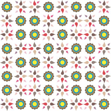 Motifler, damlalar ya da yapraklar gibi neşeli renk paleti, dekoratif element, geometrik çiçek deseni gibi tekrarlanan çiçek desenleri içeren soyut ve pürüzsüz desenler.