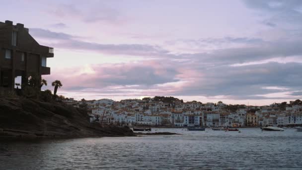 Scenic Sky Cadaques Bay Captivating Seas Impressive Moving Clouds High — Stock Video