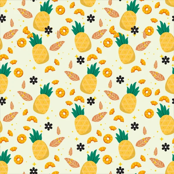 Cute Pineaplle Fruit Seamless Pattern Pastel Background — Stock Vector