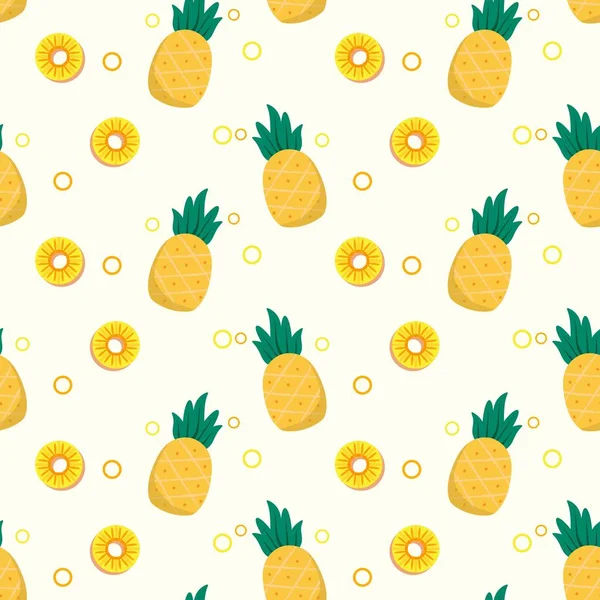 Cute Pineaplle Fruit Seamless Pattern Pastel Background — Stock Vector