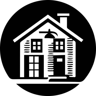 Siyah ve beyaz ev cephesi vektör logosu