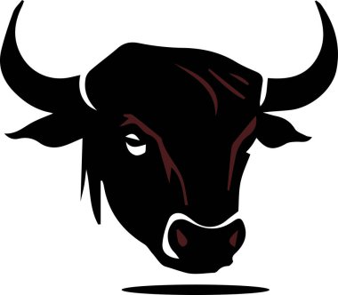 Basit siyah-beyaz boğa başlı vektör logosu