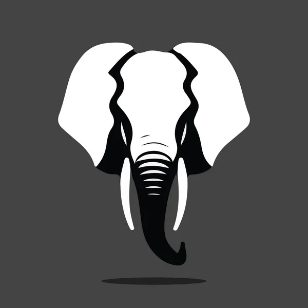 Logotipo Simple Del Vector Cabeza Del Elefante Blanco Negro — Vector de stock