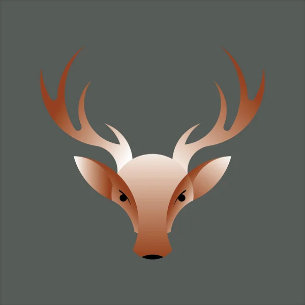 Gradient Vector Logo Head Deer — Stock Vector