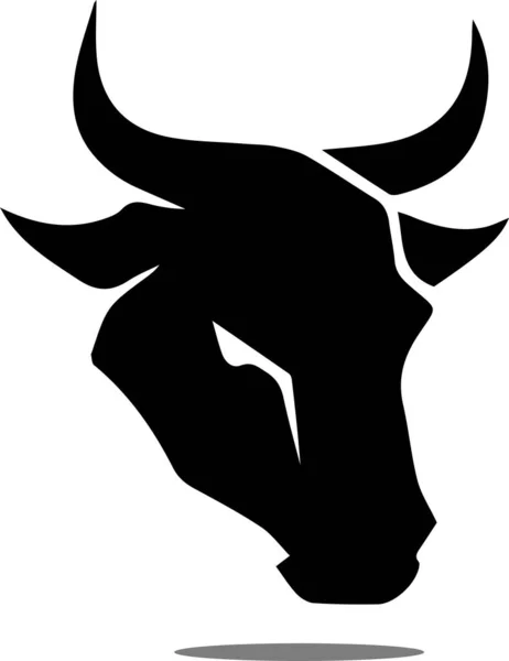 Logotipo Simple Cabeza Toro Blanco Negro Vector — Vector de stock