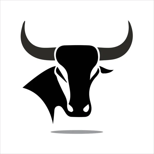 Simples Logotipo Vetor Cabeça Touro Preto Branco —  Vetores de Stock