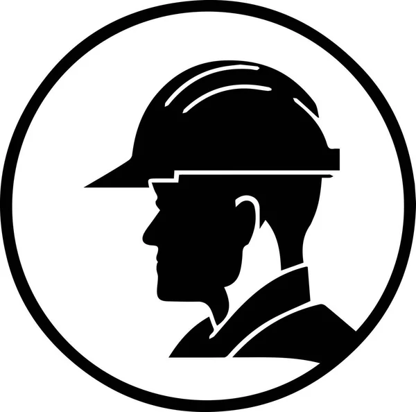 Basit Siyah Beyaz Müteahhit Vektor Logosu — Stok Vektör