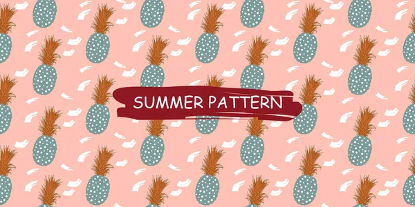 ユニークな抽象夏のパイナップルフルーツシームレスなパターンの背景 複数の値 — ストックベクタ