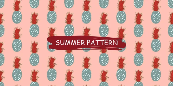 ユニークな抽象夏のパイナップルフルーツシームレスなパターンの背景 複数の値 — ストックベクタ