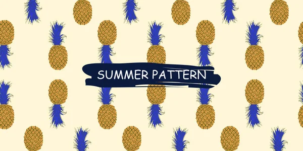 ユニークな抽象夏のパイナップルフルーツシームレスなパターンの背景 — ストックベクタ
