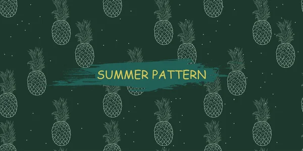ユニークな抽象夏のパイナップルフルーツシームレスなパターンの背景 — ストックベクタ