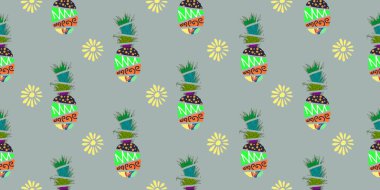 Eşsiz soyut yaz ananas meyveleri dikişsiz desen arka plan